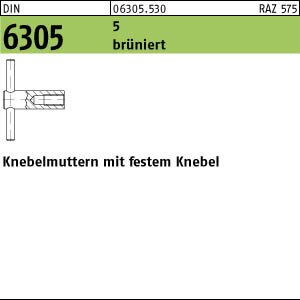 1 Knebelmuttern DIN 6305 Stahl 5 M20 brüniert, fester Knebel eingepr. brün