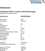 1 Knebelmuttern DIN 6305 Stahl 5 M20 brüniert,...