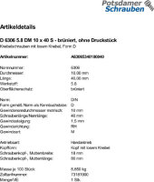 1 Knebelschrauben DIN 6306 5.8 DM10x40 brüniert,...