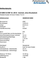 1 Knebelschrauben DIN 6306 5.8 DM12x60 brüniert,...