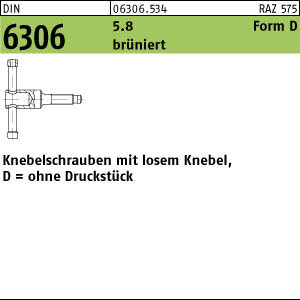 1 Knebelschrauben DIN 6306 5.8 DM16x55 brüniert, ohne Druckstück brün Stahl