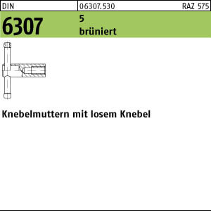 1 Knebelmuttern DIN 6307 Stahl 5 M12 brüniert, loser Knebel brün