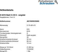 1 Kegelpfannen DIN 6319 Stahl G 35 vergütet