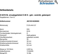 10 Kegelpfannen DIN 6319 St. einsatzgehärtet D 28...