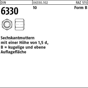 25 Sechskantmuttern DIN 6330 10 BM14 SW 22 gestempelt Stahl