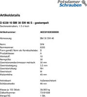 1 Sechskantmuttern DIN 6330 10 BM30 SW 46 gestempelt Stahl