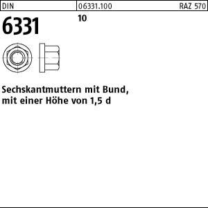 1 Sechskantmu. mit Bund DIN 6331 10 M30 SW 46 gestempelt Stahl