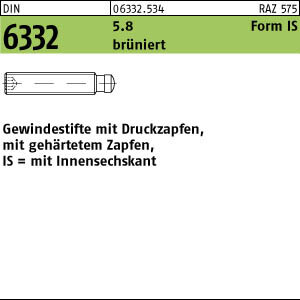 10 Gewindestifte DIN 6332 5.8 IS M12x65 brüniert brün Stahl