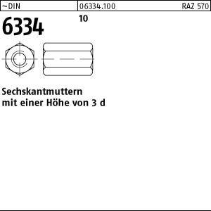 25 Sechskantmuttern DIN 6334 10 M20 SW 30 Stahl