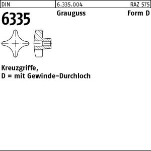 10 Kreuzgriffe DIN 6335 Grauguss D 32 M6 m. Gewinde-Durchloch