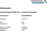 5 Kreuzgriffe DIN 6335 Grauguss D 80 M16 m. Gewinde-Durchloch