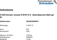10 Kreuzgriffe DIN 6335 Kunststoff schwarz K 50 M10...