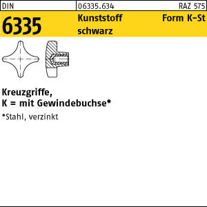 10 Kreuzgriffe DIN 6335 Kunststoff schwarz K 80 M16 Gewindebuchse Stahl KU-St
