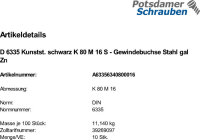 10 Kreuzgriffe DIN 6335 Kunststoff schwarz K 80 M16...