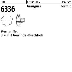 10 Sterngriffe DIN 6336 Grauguss D 32 M6 m. Gewinde-Durchloch