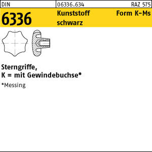 10 Sterngriffe DIN 6336 Kunststoff schwarz K 32 M6 Gewindebuchse Messing KU-MS