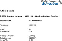 10 Sterngriffe DIN 6336 Kunststoff schwarz K 63 M12...
