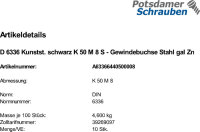 10 Sterngriffe DIN 6336 Kunststoff schwarz K 50 M8...