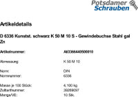 10 Sterngriffe DIN 6336 Kunststoff schwarz K 50 M10...