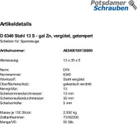 50 Scheiben DIN 6340 Stahl 13 , vergütet,