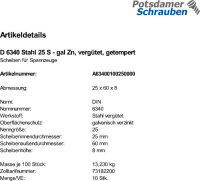 10 Scheiben DIN 6340 Stahl 25 , vergütet,