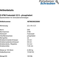 100 Spannscheiben DIN 6796 Federstahl 22 phosphatiert