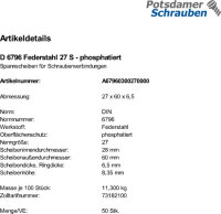 50 Spannscheiben DIN 6796 Federstahl 27 phosphatiert
