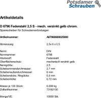 10000 Spannscheiben DIN 6796 gelb verzinkt 2,5