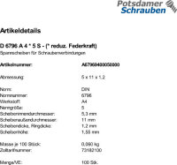 100 Edelstahl Spannscheiben DIN 6796 A4 5