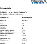50 Edelstahl Spannscheiben DIN 6796 A4 16