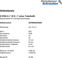 25 Edelstahl Spannscheiben DIN 6796 A4 20