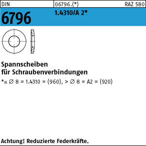 1000 Edelstahl Spannscheiben DIN 6796 1.4310 6