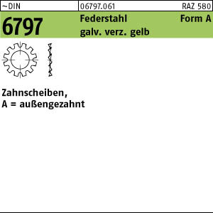250 Zahnscheiben DIN 6797 gelb verzinkt Form A 10,5 Ã˜ M10