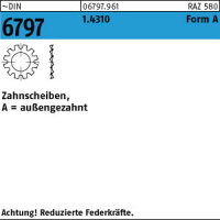 100 Edelstahl Zahnscheiben DIN 6797 1.4310 Form A 13...