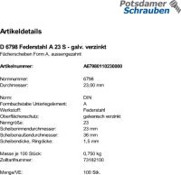 100 Fächerscheiben DIN 6798 verzinkt Form A 23...
