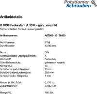 100 Fächerscheiben DIN 6798 verzinkt Form A 13...