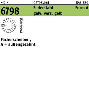 2000 Fächerscheiben DIN 6798 gelb verzinkt Form A 6,4 Ã˜ M6