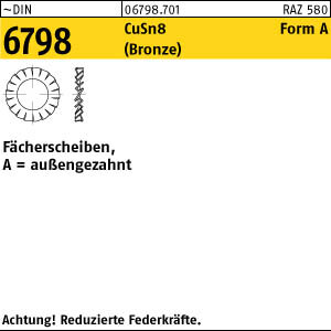1000 Fächerscheiben DIN 6798 Bronze Form A 4,3 Ã˜ M4