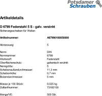 500 Sicherungsscheiben DIN 6799 verzinkt 5