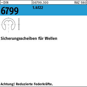 250 Edelstahl Sicherungsscheiben DIN 6799 1.4122 2,3