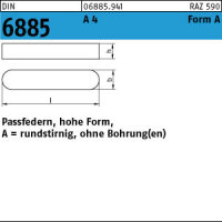 10 Passfedern DIN 6885 A4 A 8x7x32 V4A Edelstahl