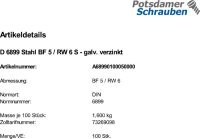 100 Kauschen DIN 6899 Stahl BF 5 / RW 6 verzinkt