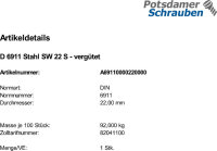 1 Schraubendreher DIN 6911 Stahl SW 22 vergütet