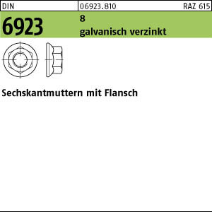 50 Flanschmuttern DIN 6923 Kl. 8 verzinkt M20