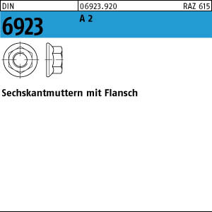 1000 Edelstahl V2A Flanschmuttern DIN 6923 A2 M4