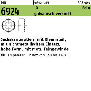 100 Sechskantmuttern DIN 6924 10 M12x1,5 verzinkt Stahl