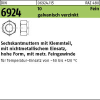 25 Sechskantmuttern DIN 6924 10 M24x2 verzinkt Stahl