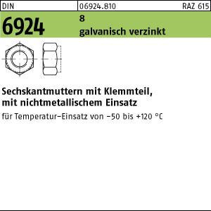 100 Sechskantmuttern DIN 6924 8 M8 verzinkt Stahl