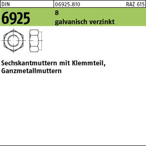 50 Sechskantmuttern DIN 6925 8 M18 verzinkt Stahl