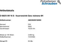 50 Sechskantmuttern DIN 6925 8 M16 feuerverzinkt...